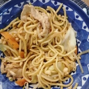 【時短簡単】焼きそば　ピーマン、キャベツ、豚バラ♪